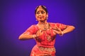 Bengaluru, INDIA Ã¢â¬â October 30,2019: A young bharatnatyam dancer performs during `SthreeratnaÃ¢â¬â¢